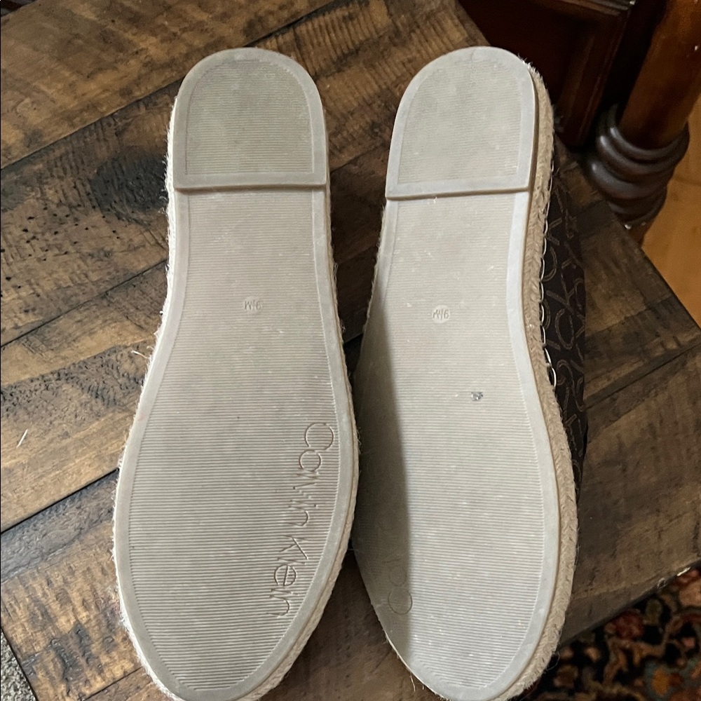 Calvin Klein Brown Logo Espadrille Slip-Ons - Picture 5 of 6